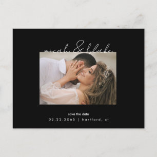 Cartão Postal Simples e Elegante Foto Preto Casamento Salve a Da
