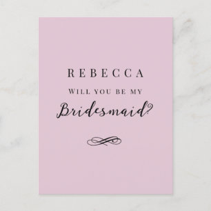 Cartão Postal Simples e elegante proposta da Bridesmaid rosa
