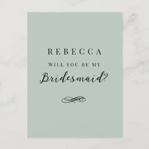 Cartão Postal Simples e elegante proposta da Bridesmaid verde