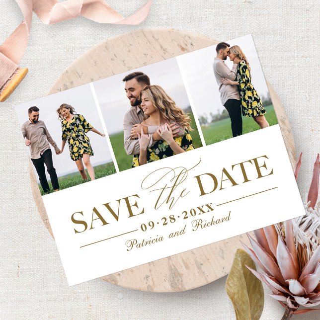 Cartão Postal Simples e Elegante Save The Date de Casamento com  (Criador carregado)