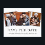 Cartão Postal Simples e Moderno Salve Nossa Foto Data 3<br><div class="desc">Cartão-postal de lançamento do Noivado fotográfico moderno minimalista para salvar nossa data 3</div>