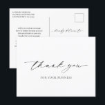 Cartão Postal Simples Elegante Moderno Agradecimento Empresarial<br><div class="desc">Cartão postal de agradecimento empresarial em estilo clássico com um design simples e minimalista em preto e branco,  combinando fontes serifadas tradicionais e uma escrita elegante.  O verso contém sua mensagem personalizada.  Este cartão postal de agradecimento moderno é ótimo para qualquer tipo de empresa,  grande ou pequena.</div>