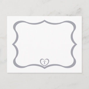Cartão Postal Simples Elegante Monogramado #Prata