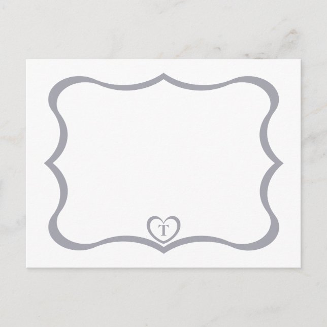 Cartão Postal Simples Elegante Monogramado #Prata (Frente)