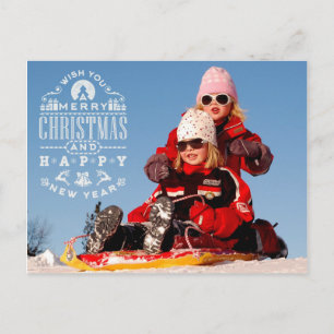 Cartão Postal Simples Feliz Natal e Foto de Feliz ano novo