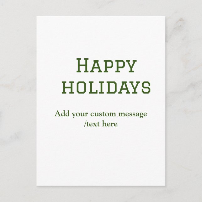 Cartão Postal Simples feriados verdes e felizes no Natal (Frente)