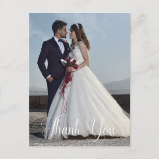 Cartão Postal Simples Foto de Casamento Adicione Seu Agradecimen