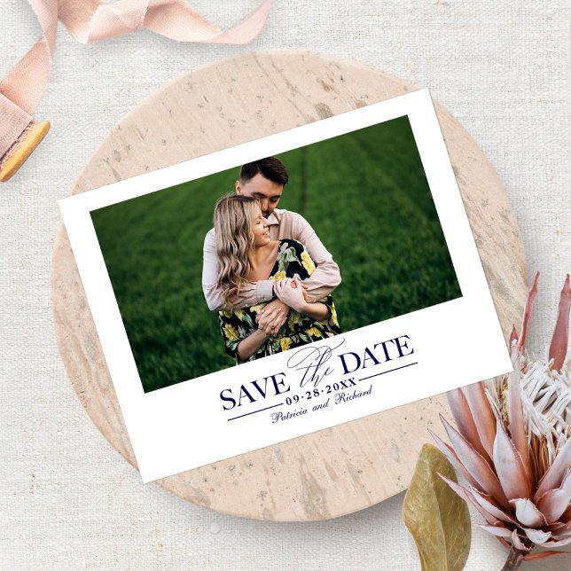 Cartão Postal Simples Foto de Estilo de Casamento Salvar a Data (Criador carregado)