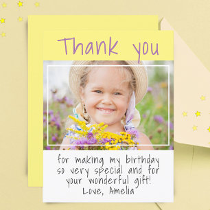Cartão Postal Simples Foto de Menina Amarela Foto de Aniversário