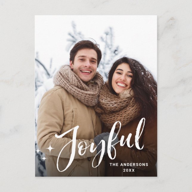 Cartão Postal Simples FOTO de Natal Moderna Saudando Pos de Féri (Frente)