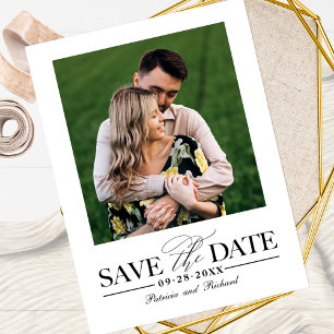 Cartão Postal Simples Fotografia de Salvar a Data de Casamento E