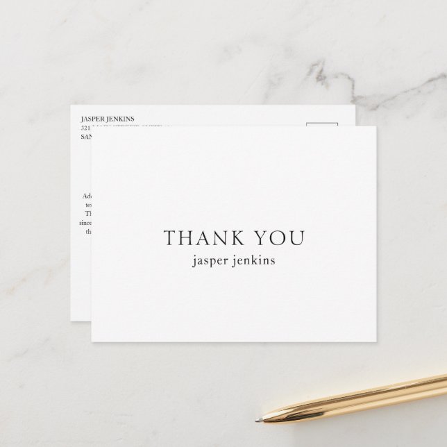 Cartão Postal Simples Minimal Moderno Preto e Branco (Frente/Verso In Situ)