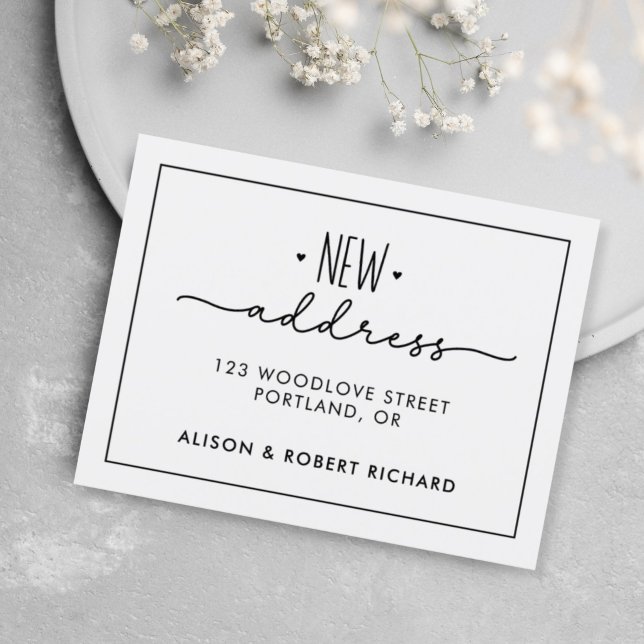 Cartão Postal Simples Mudamos Novo Anúncio de Movimentação de En (new address card)