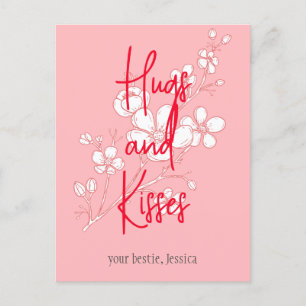Cartão Postal simples namorados rosa elegante, doce para amigos