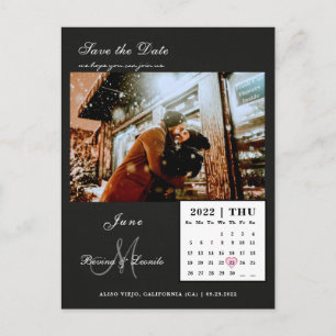 Cartão Postal Simples, porém Elegante: Preto   Calendário Salvar