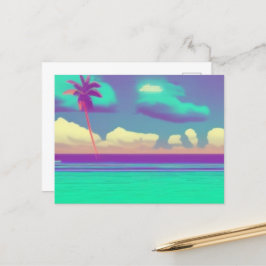 cartão postal simples retro Beach
