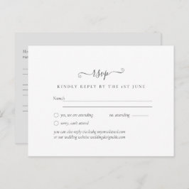 Cartão Postal Simples RSVP de casamento minimalista branco simpl