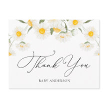 Simples Rustic Daisy Flower Obrigado Cartão-Postal