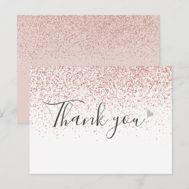Cartão Postal Simples Script de Negócios Rose Gold Obrigado  (Frente/Verso)