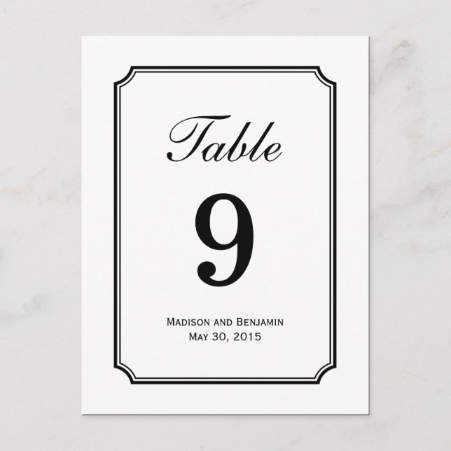 Cartão Postal Simplesmente Chic Wedding Table Number Card (Frente)