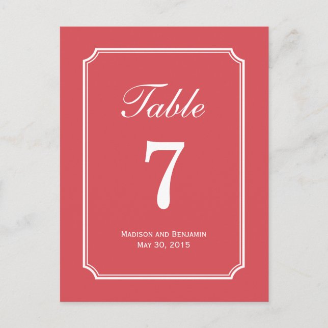 Cartão Postal Simplesmente Chic Wedding Table Number Card (Frente)