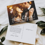 Cartão Postal Simplesmente Foto De Casamento De Script Chic Obri<br><div class="desc">Basta Foto De Casamento De Script Chic Obrigado Cartão-Postal. Para mais personalização,  clique no link "personalizar mais" e use nossa ferramenta design para modificar esse modelo.</div>