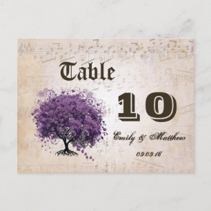 Cartão Postal Simplesmente Pêssego Roxo Número da Mesa da Árvore