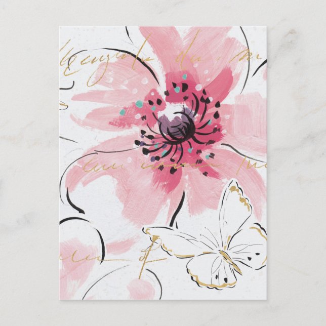 Cartão Postal Simplesmente Rosa | Watercolor Floral (Frente)