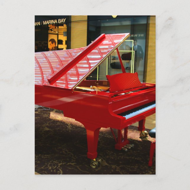 Cartão Postal Simplesmente vermelho: piano de cauda (Frente)