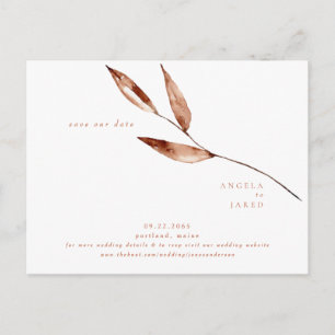 Cartão Postal Simplicity Foliage Terracotta Data de Salvamento d