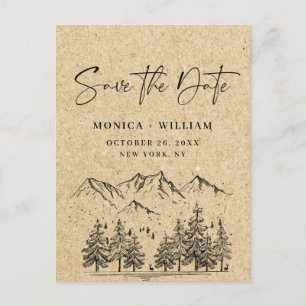Cartão Postal Simulado Kraft Paper Casado Salvar a Data