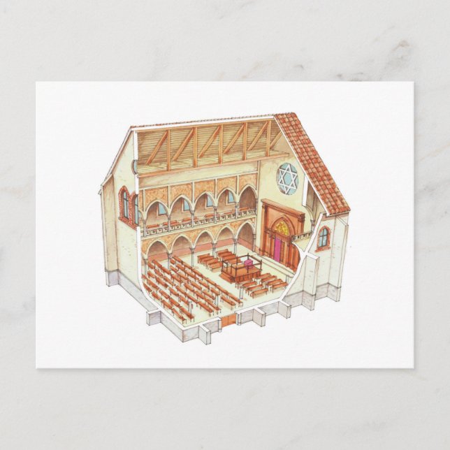 Cartão Postal Sinagoga. 15 século. Europa Central (Frente)