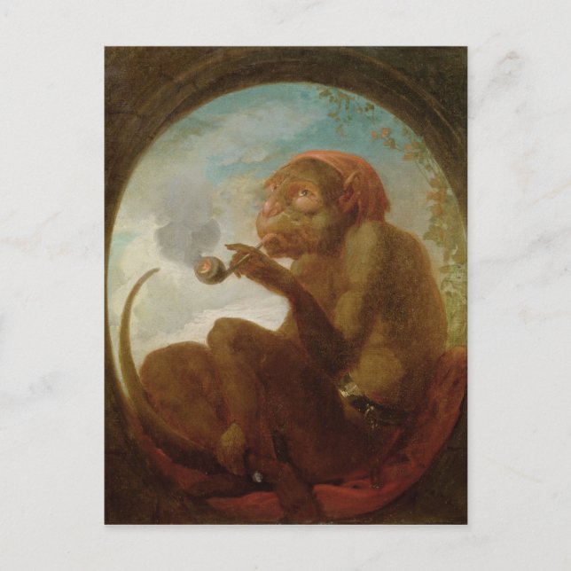 Cartão Postal Sinal com macaco fumando cachimbo (Frente)
