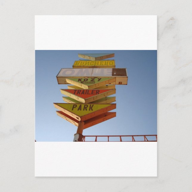 Cartão Postal Sinal da Rota 66 Retro dos Anos 50 (Frente)