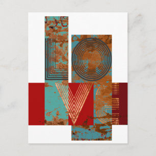 Cartão Postal Sinal de amor rusty retro design branco