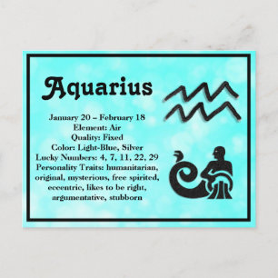 Cartão Postal Sinal de astrologia Aquário Horoscópio Zodiac