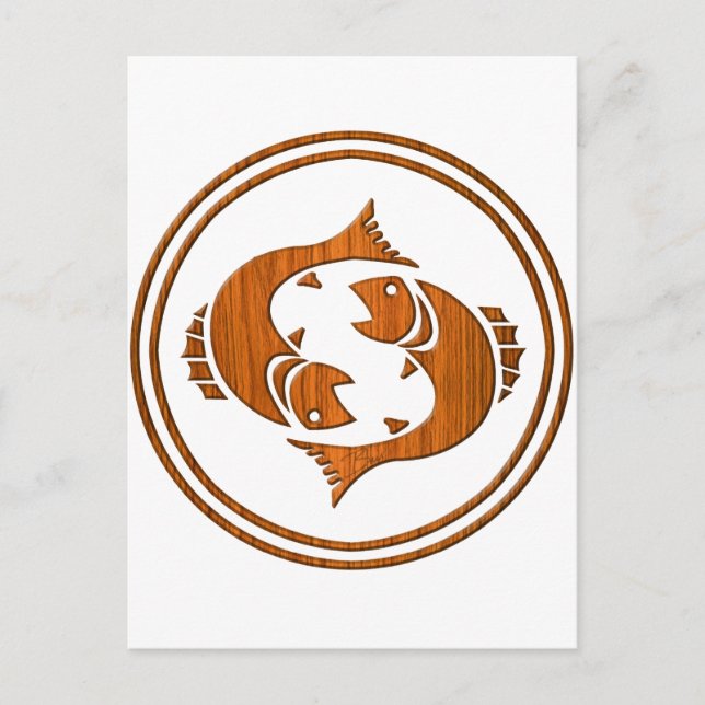 Cartão Postal Sinal de Astrologia de Peixe Zodiac Peixes (Frente)
