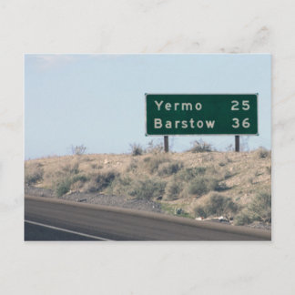 Cartão Postal Sinal de autoestrada - Milhas para Yermo & Barstow