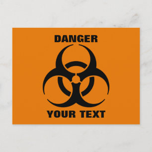 Cartão Postal Sinal de Aviso de Símbolo de Biohazard Laranja de 