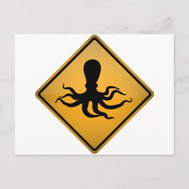 Cartão Postal Sinal de Aviso do Octopus (Frente)