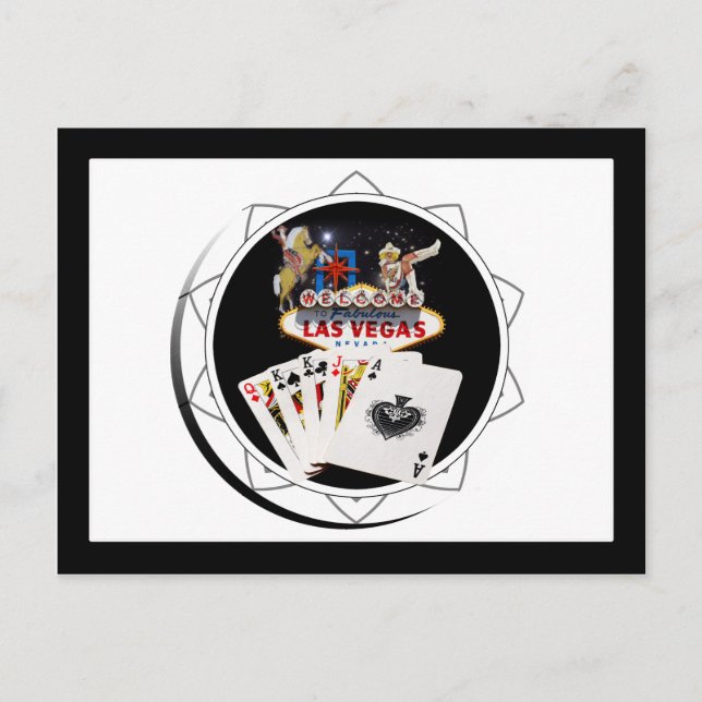 Cartão Postal Sinal de boas-vindas Chip de pôquer preto (Frente)