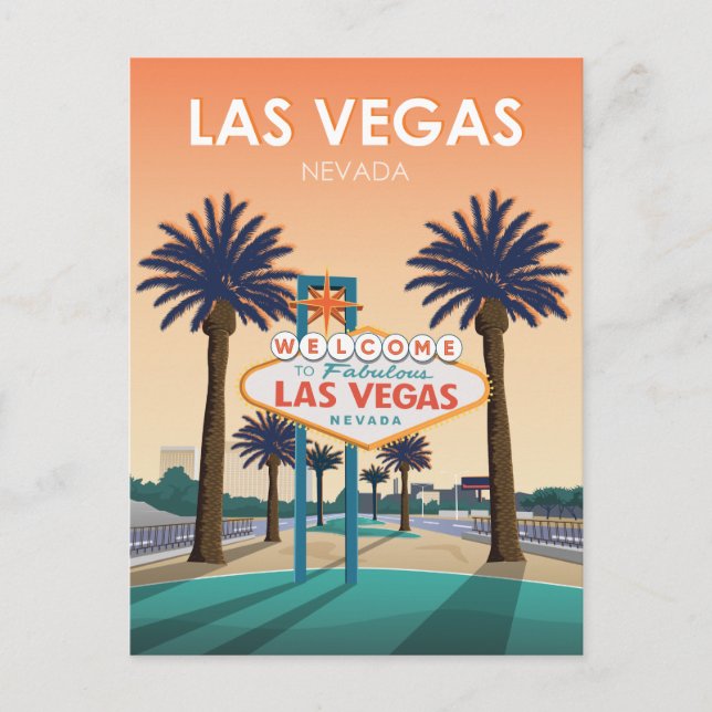 Cartão Postal Sinal de boas-vindas de Las Vegas na Viagens vinta (Frente)