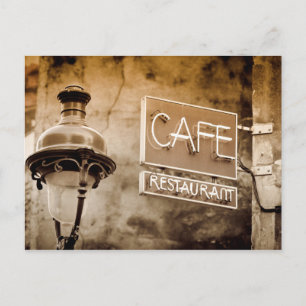 Cartão Postal Sinal de café Sepia, Paris, França