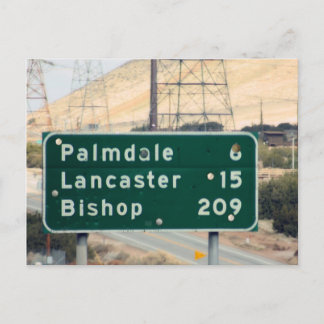 Cartão Postal Sinal de caminho na CA-18 fora de Palmdale/Lancast