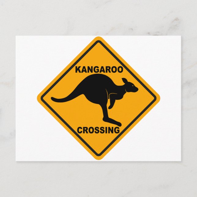 Cartão Postal Sinal de Cruzamento de Kangaroo (Frente)