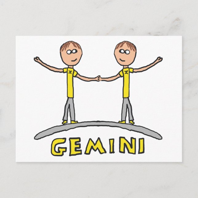 Cartão Postal Sinal de estrela Gemini (Frente)