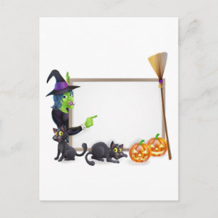 Cartão Postal sinal de fundo da bruxa do Halloween