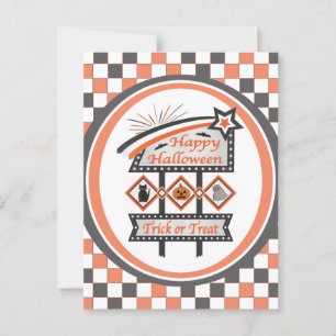 Cartão Postal Sinal de Halloween Vintage Retrô – Placa de Xixi o