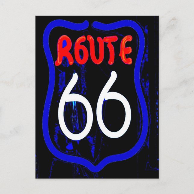 Cartão Postal Sinal De Neon Da Rota 66 De Berwyn Il. (Frente)
