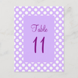 Cartão Postal Sinal de Número de Mesa com Pontos Polka Roxo Clar